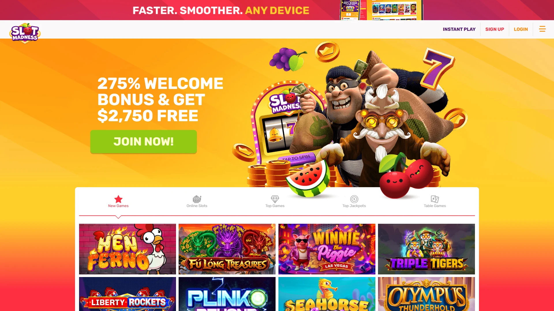 Slot Madness homepage